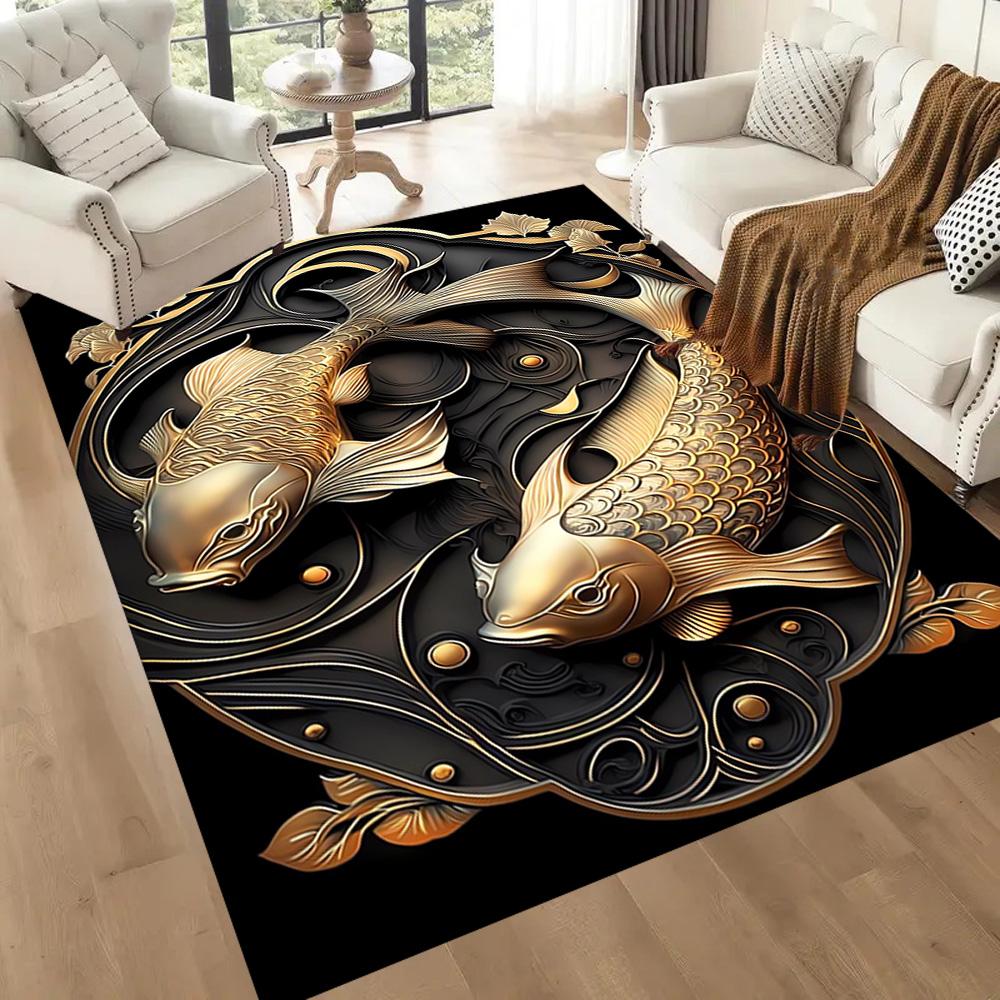 Tappetini Simbolismo Pesce d'Oro per Soggiorno, Camera da Letto e Decorazione della Stanza Sono Adatti per Regali.