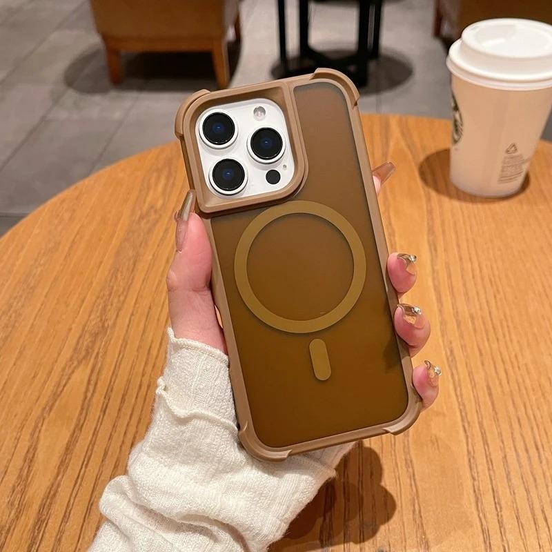 Magnetische Luxus Matte Rüstung Stoßfeste Hülle Für iPhone 17 15 14 13 12 11 16 Pro Max Plus Telefon Kabelloses Laden Für Magsafe Abdeckung