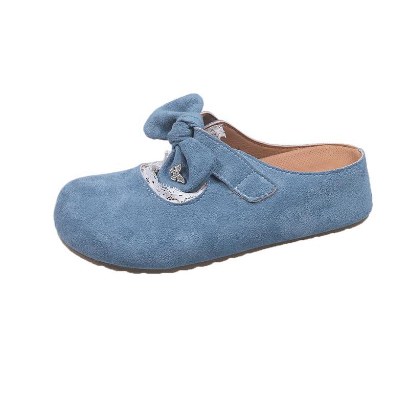 Retro bow bag head half slippers spring and summer new French lazy one pedal casual girls outer slippers