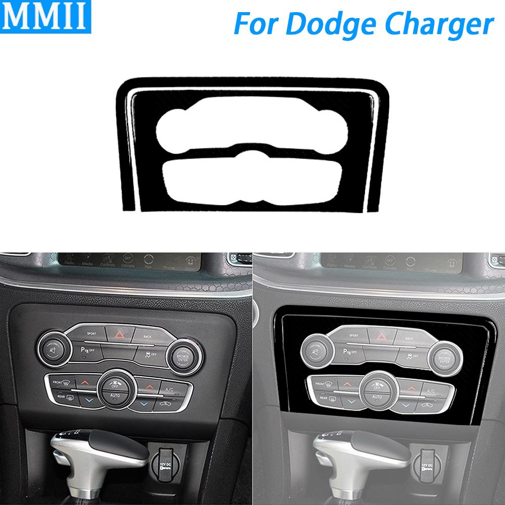 For Dodge Charger 2015-2022 Piano Black Central Control Radio CD AC Panel Trim Cover Car Interior Decoration Accessories Sticker
