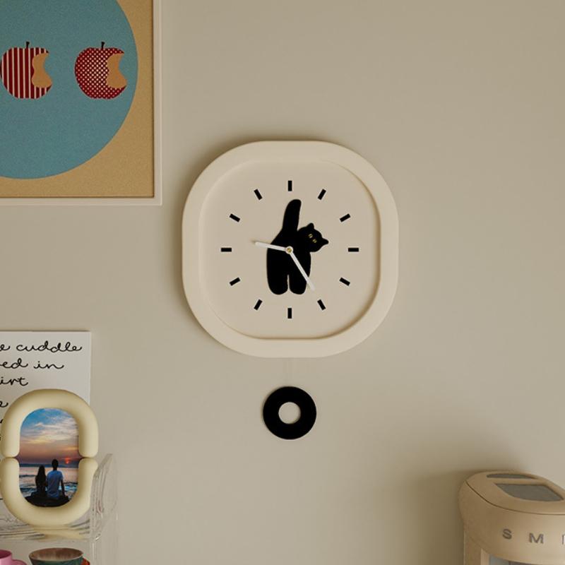 Cute Cat Living Room Wall Clocks Pendulum Silent Acrylic Children's Room Clock Digital Modern Room Thing Ornaments for Home Interior Decoration
