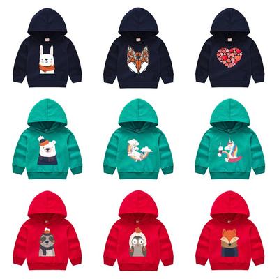 Spring and Autumn Children's Fashion Hooded Sweater Boys and Girls Cartoon Printing Pullover Long-sleeved Tops
