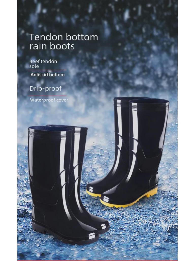 Men's Waterproof High-Top PVC Rain Boots - Non-Slip, Thickened, Ideal for Construction & Fishing