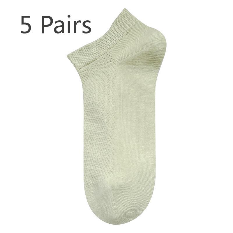 5 Pairs of Women's Summer Cotton Breathable Mesh Boneless Deodorant Wicking Sweat Low Top Boat Socks