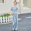 Temperament Socialite Xiaoxiang Fan Suit Women's Summer New Design Sense Fashion Professional Wide-leg Pants Two-piece Set