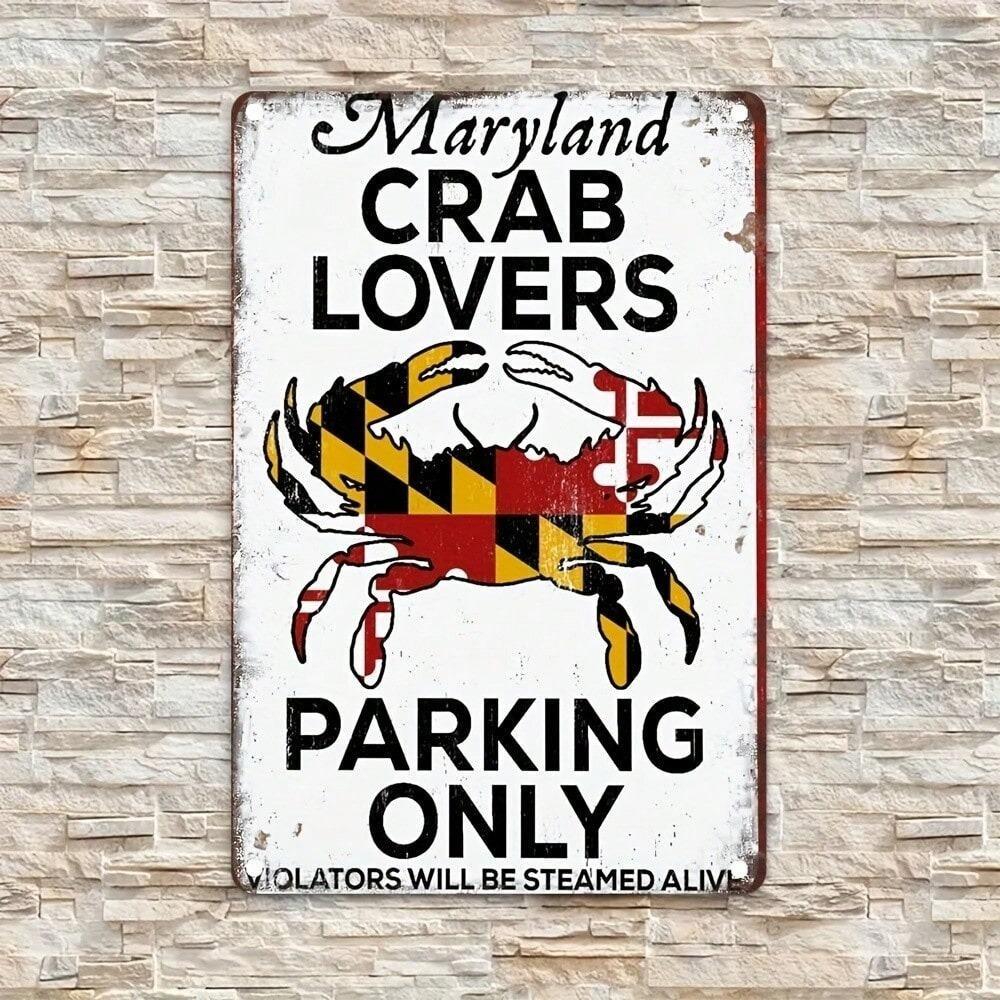 Maryland Crab Tin Sign Retro Parking Metal Wall Decor 8x12 Inches Kitchen Bar Garage Pub