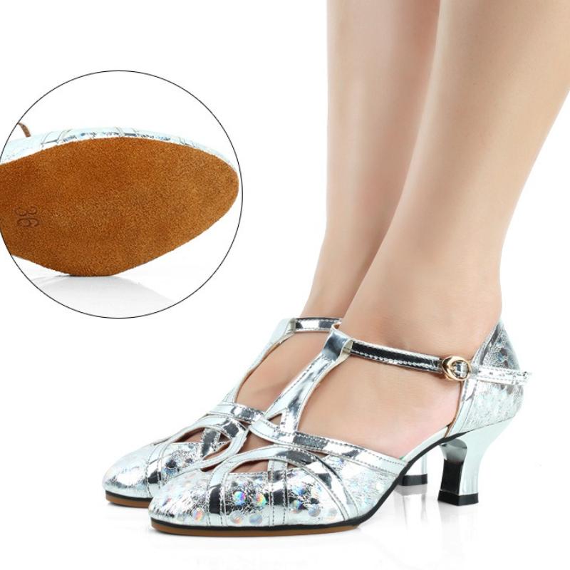 Zapatos de Baile Cuadrado Cotillón para Adultos con Tacón Alto y Suela Suave para Mujer Sandalias de Verano