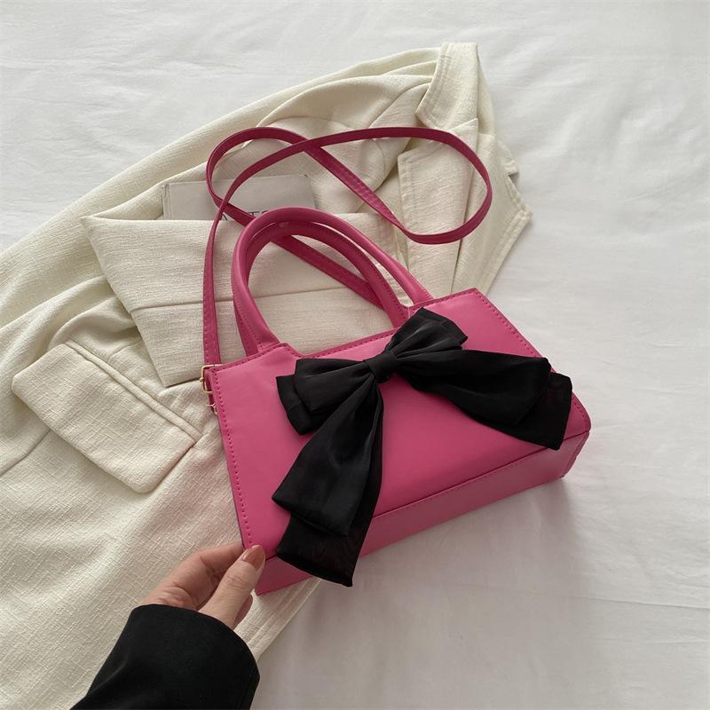 Women's Simple Temperament Handbag 2025 Spring New Versatile Ins One Shoulder Crossbody Bow Small Square Bag Women
