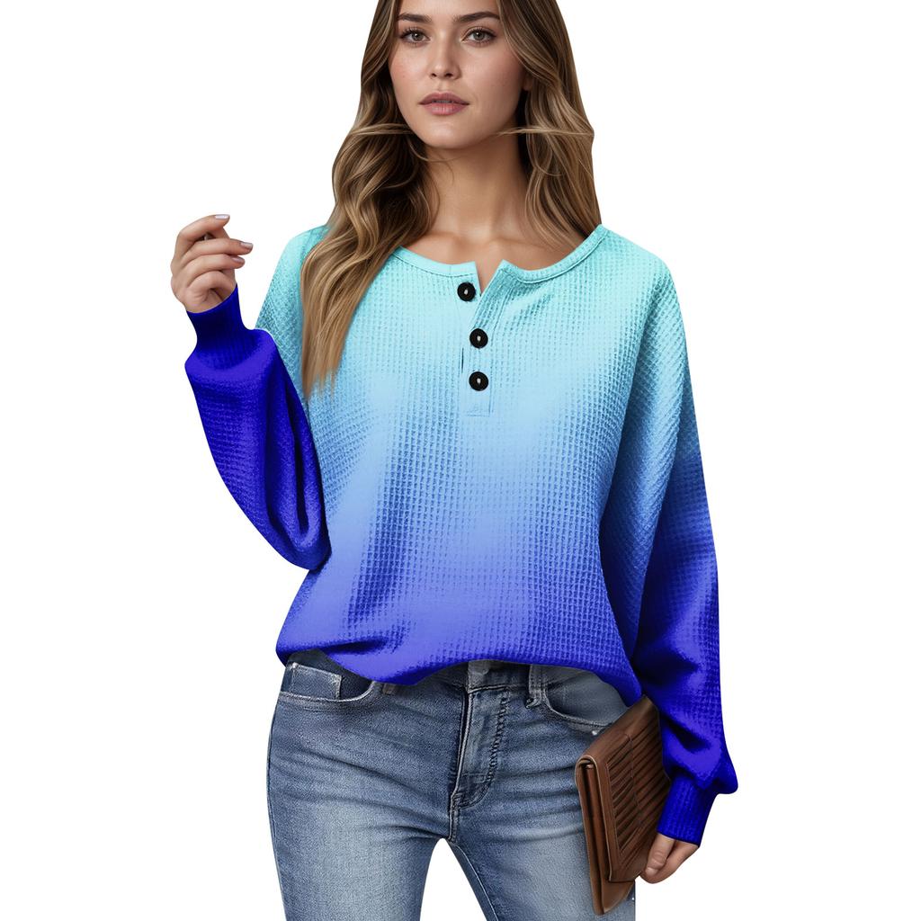 Women's Casual Shirts Long Sleeve Tops Button Up V Neck Loose Knit Fall Favorites For Women