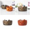 Wood Yarn Storage Bowl Wood Weaving Thread Bowl with Carved Holes Yarn Organiser for Crochet