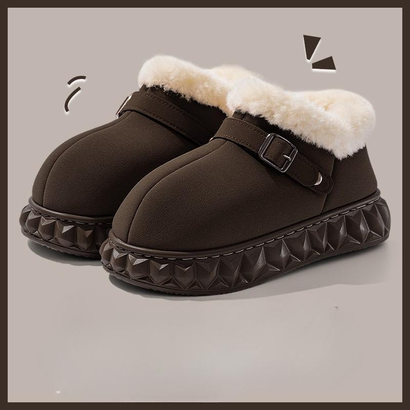 Thick-soled Cotton Shoes, Indoor Home Plush Warm Slippers for Women