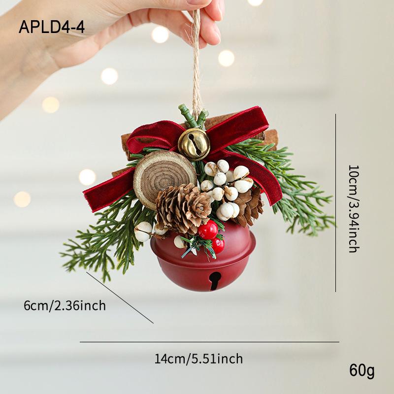 Festive Christmas Antler & Bell Ornaments with Bow & Pine Cone Accents for Tree & Window Decor.