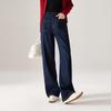 Design Sense: Front Pocket Plush Thickened Wide Leg Jeans for Women - Winter 2025 Fashionable High-Waisted Floor Pants