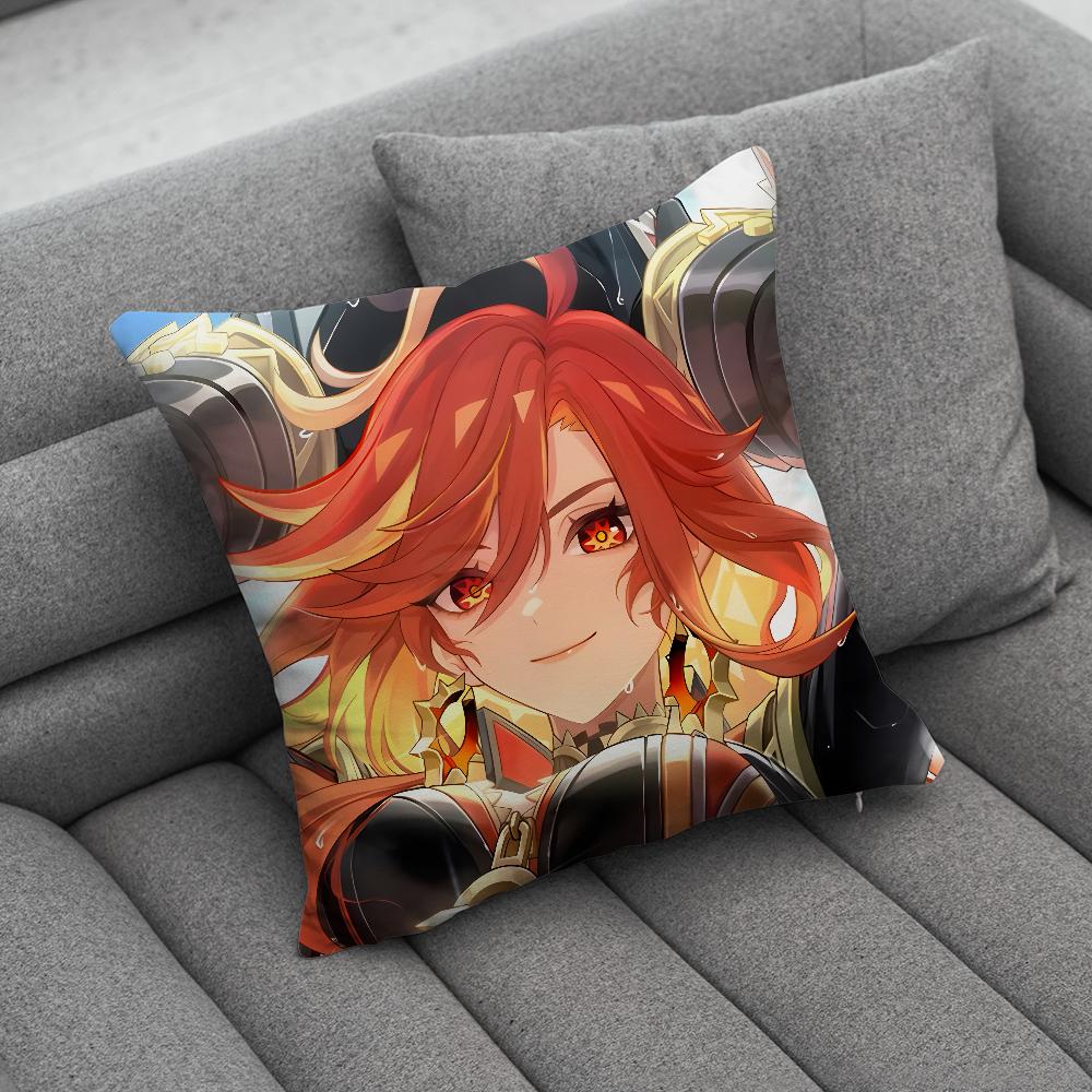 GGenshin Impact Mavuika Housse d'oreiller Étuis à coussin doux pour Décoration de canapé de ferme Décorations d'intérieur et Protection