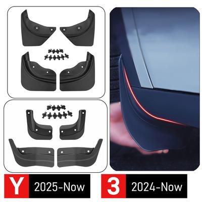Protect Paint Mud Flaps for 2026 2026 Tesla Model 3 Y Juniper Accessories Mud Flaps Tire Splash Guard All Weather Car Mudflap