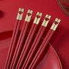 5 Pair Red Heart pattern Chopsticks Reusable 24cm Chinese Chopstick for Weddings Korean Japanese Sushi Chop Sticks Set