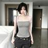[Keren Cotton Modal] Korean Fake Two-piece Contrasting Square-neck Polka Dot Short-sleeved T-shirt Women's Slim Top Summer