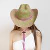 Sombrero de paja de vaquero doble cóncavo tejido a mano de dos colores sombrero de vaquero western para viajes al aire libre playa sombrero de caballero para mujer sombrero vaquero