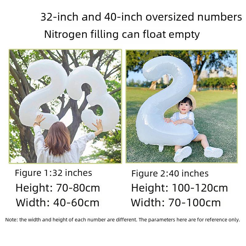 32-Inch White Number '40' Birthday Balloon, Aluminum Foil Party Decoration Prop