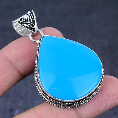 Natural Sleeping Turquoise Handmade 925 Sterling Silver Pendant 2.21" C2i25