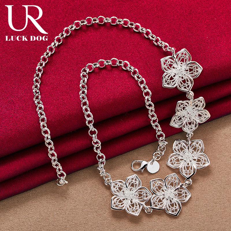 Colier cu cinci flori din argint 925 Bijuterii la modă pentru nuntă