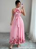 Women's New Year Fashion Printed Pleated Long Dress