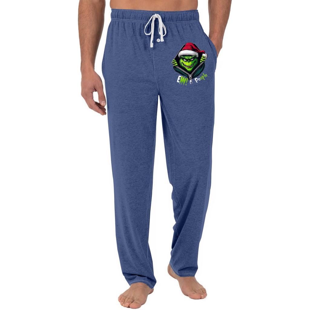 Men's Christmas Grinch-Printed Pocket & Sleep Pants | Soft , Elastic Waist