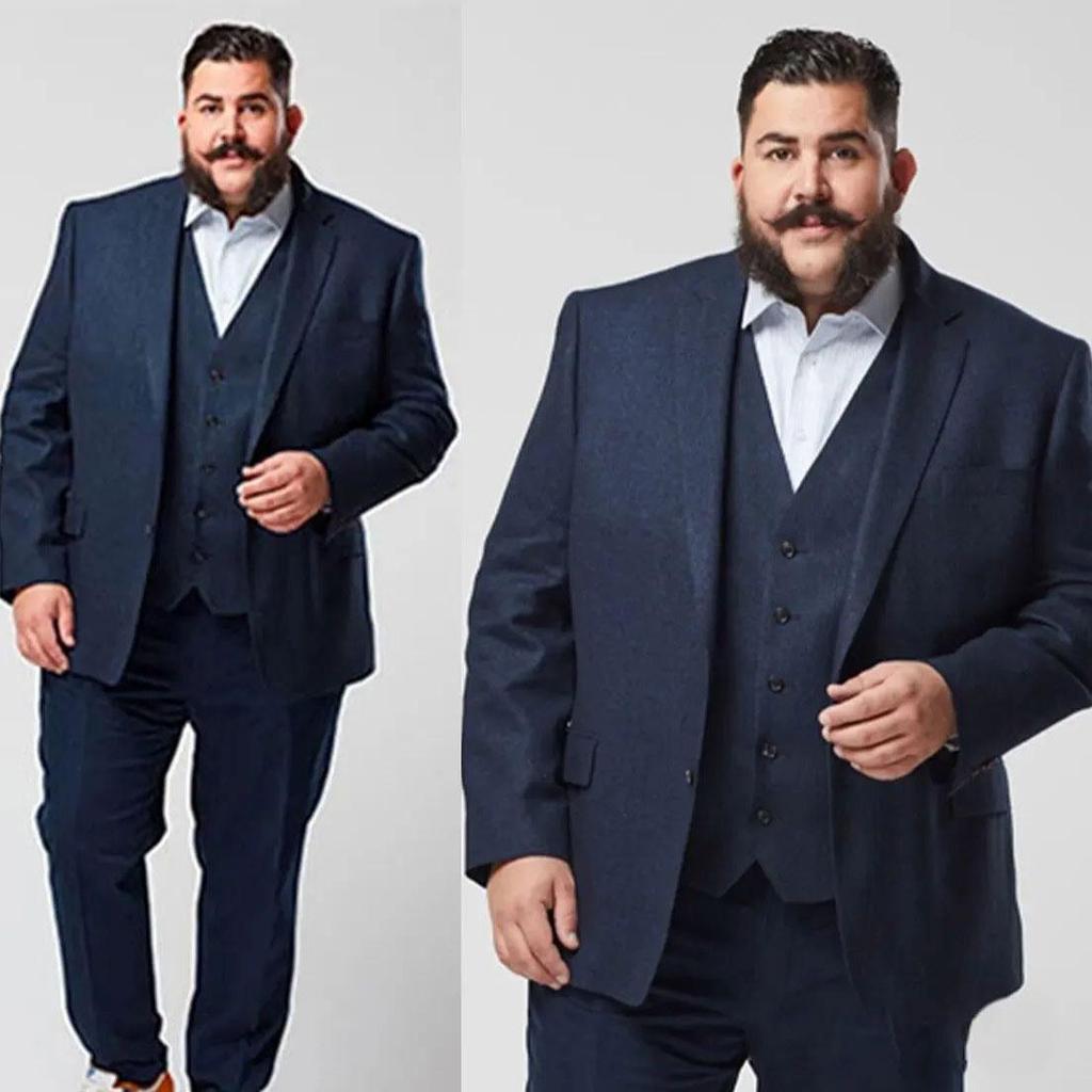 3-teilige marineblaue Anzüge für Herren Hochzeit Bräutigam Smokings Abschlussball-Sets Business Herrenblazer Trajes De Hombre