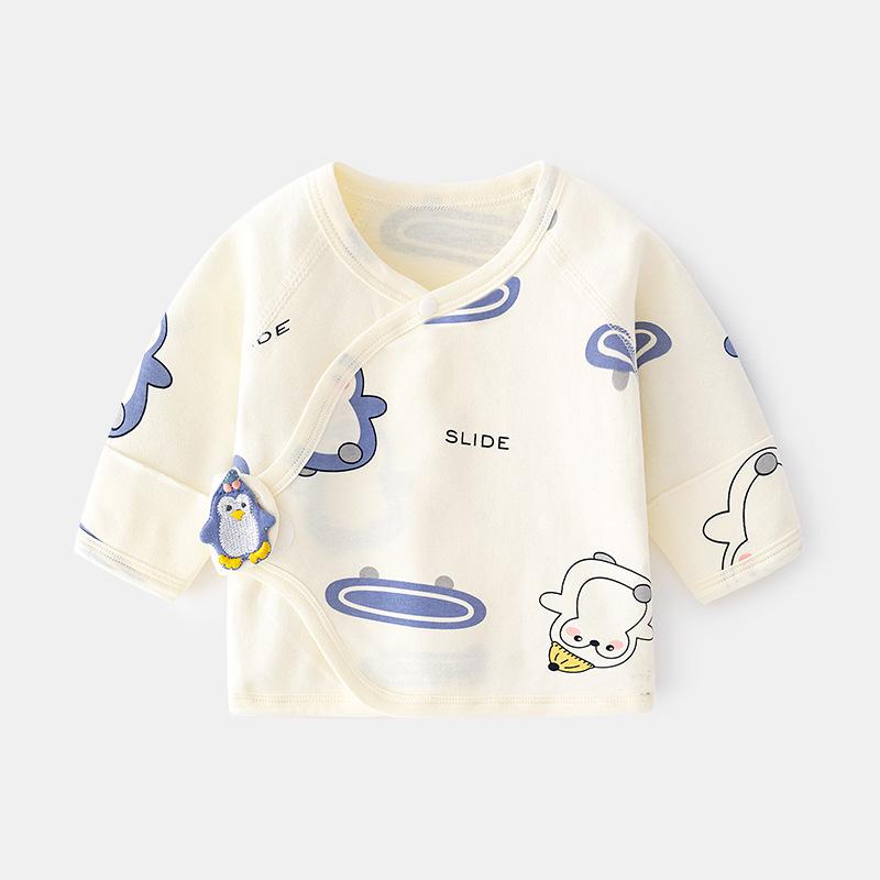 Newborn Boneless Pure Cotton Velcro Half-Back Pajamas - Spring/Autumn Style Baby Top