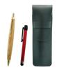 Moss Green Grained Leather Pen Case with Red Metal Handle and Retro Maple Wood Barrel Ballpoint Pen Set (SASM-ALR-HS47S)