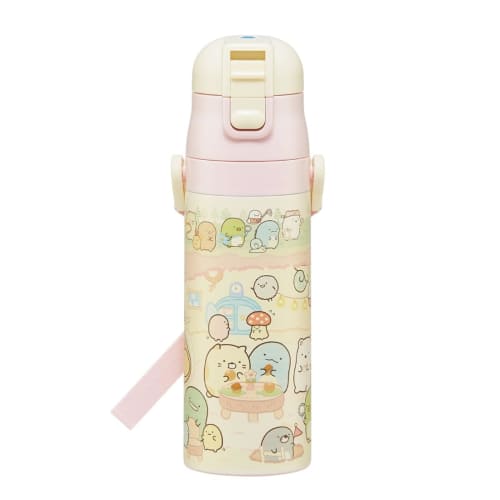 Skater Kids' Stainless Steel Water Bottle, Direct Drinking, 470ml, Sumikkogurashi Mole's House Design, Lightweight and Child-Friendly, Keeps Drinks Co