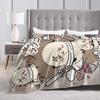 Kawaii C-Chiikawa Rakko Cartoon Decke Flanell Bedruckt Multifunktionale Super Warme Überwurfdecke für Sofa Auto Teppichstück