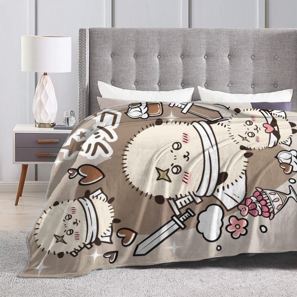 Kawaii C-Chiikawa Rakko Cartoon Decke Flanell Bedruckt Multifunktionale Super Warme Überwurfdecke für Sofa Auto Teppichstück