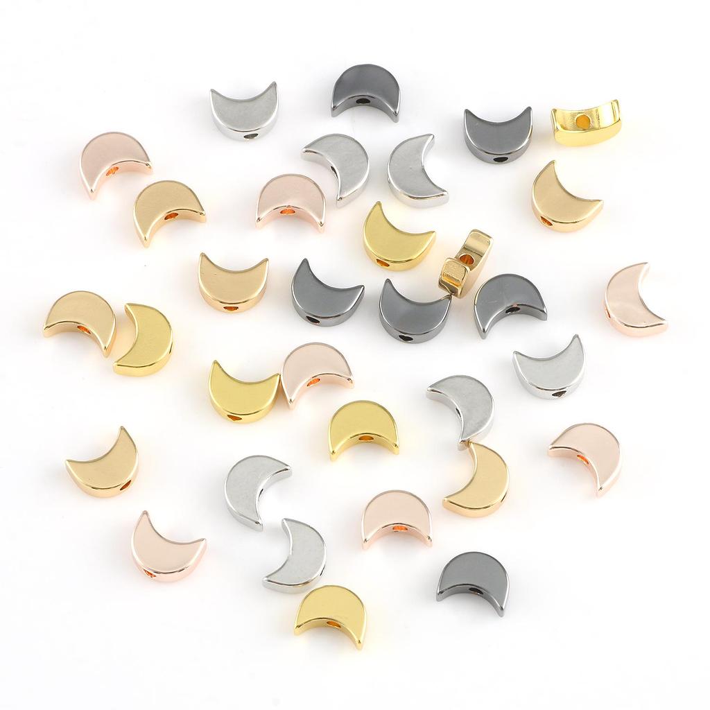 10pcs Copper Beads Charms Cross Heart Star Moon Beads Plated Crafts Color Retention Beads for Jewelry Making Diy Bracelet Necklace