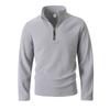 Men S Stand Collar Half Zip Fleece Sweatshirt Solid Color Long Sleeve Casual