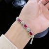 Handicraft Imitation Ruby Sapphire Square Bracelet Fashion Light Luxury Rectangular High Carbon Diamond Colored Treasure Bracelet Women