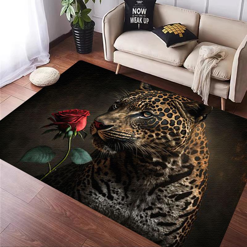Rose leopard print carpet African cheetah room decoration Large Area Rugs Living Sofa Doormat Non Slip Hallway Balcony Floor Mat