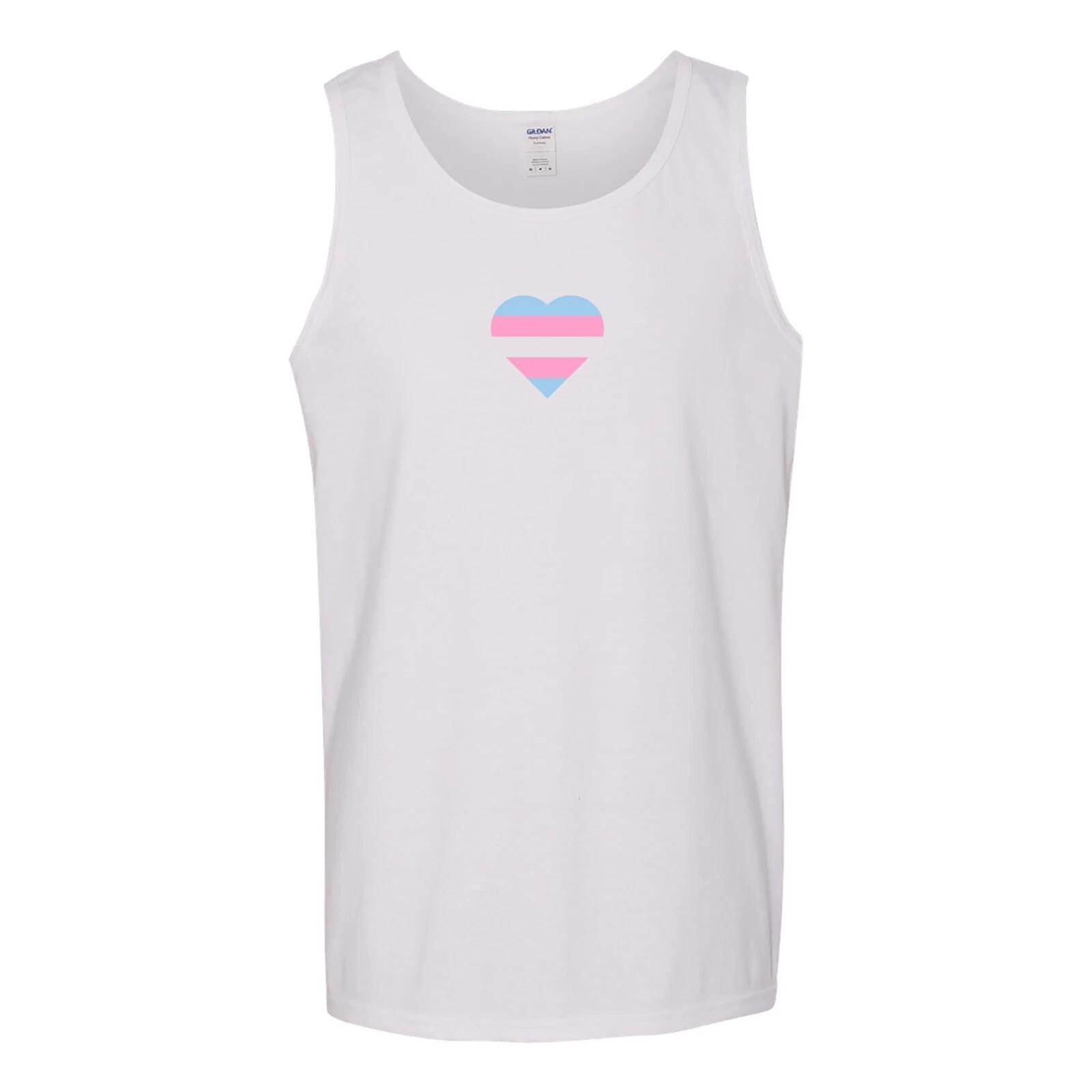 

Transgender Pride Flag Heart - Pride Month LGBTQIA Love Identity Tank - White 4XL