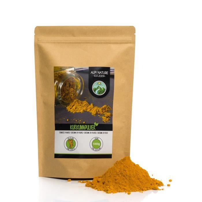 Poudre De Curcuma (1 Kg.), Curcuma 100% Naturel, Racine De Curcuma Séchée Et Moulue Doucement, Bien Sûr Sans Additifs, Végétalienne
