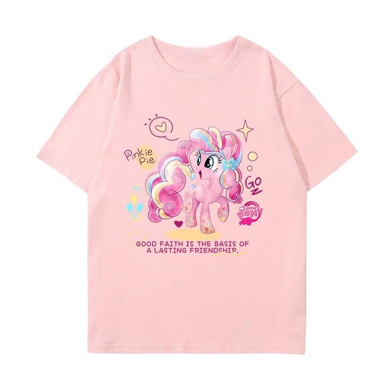 2026 Summer New Style Cotton Childrens Tshirt Cartoon Print Little Pony Bolic Family Casual Breathable ShortSleeved Shirt