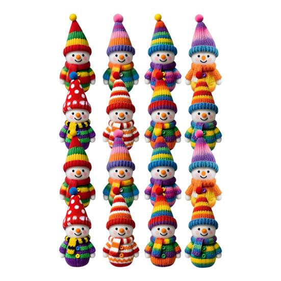 

Красочные подвесные украшения в виде снеговика, деревянные 2D плоские фигурки снеговика, украшения для рождественской елки, для праздничной подарочной коробки, венка, гирлянды 16pcs