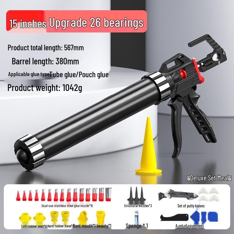 Automatic Glass Glue Gun with 26 Bearings - Labor-Saving Caulking Tool for Structural Adhesive