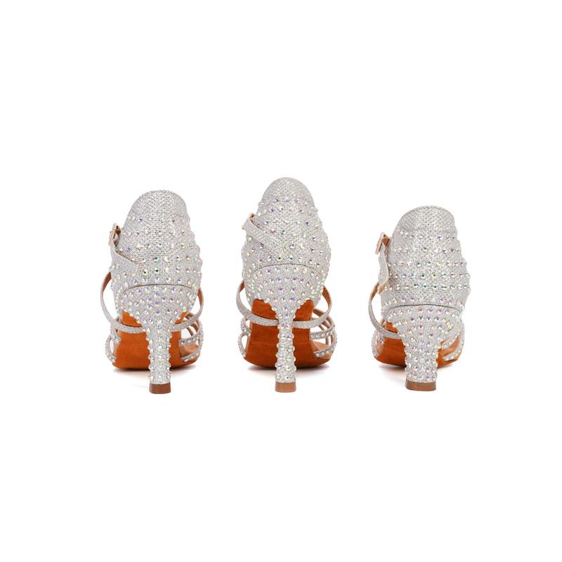 Scarpe da ballo con tacco alto da donna Scarpe da ballo latino Scarpe da ballo da sala indoor con strass con tacco 6/7/9CM