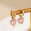 Stylish Heart Pink Crystal Earrings For Women Creative Jewelry Fashion