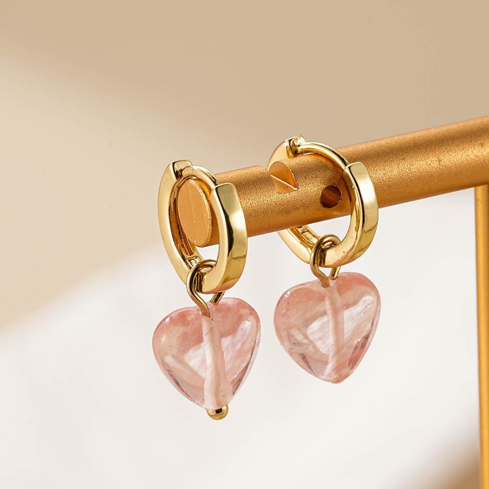 Stylish Heart Pink Crystal Earrings For Women Creative Jewelry Fashion