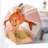 Pippi Longstocking Themed Travel Umbrella-8 Ribs Automatic Opening and Closing, Portable Folding Design, Compact and Stylish Umbrella Suitab