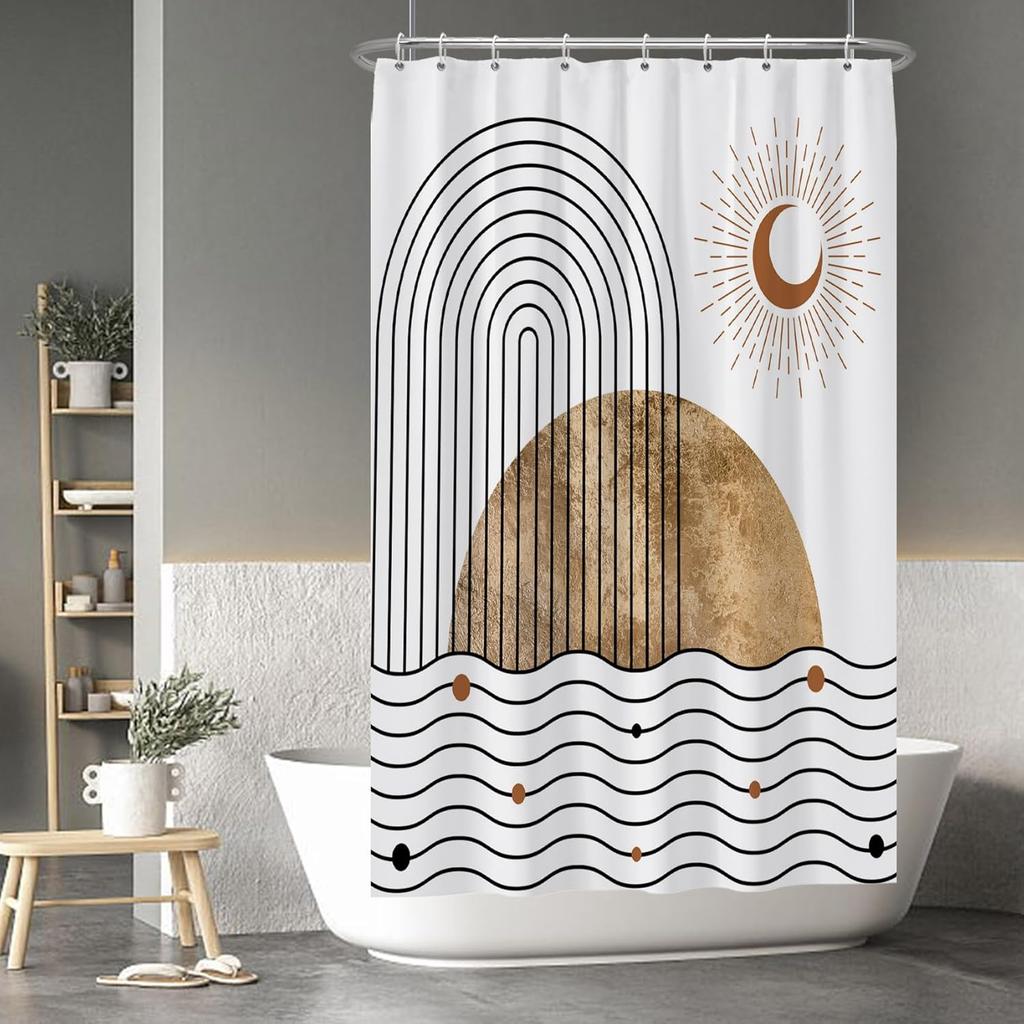 Cartoon Cactus Shower Curtain Tropical Plants Mexican Texas Minimalism Black And White Decorative Artistical Shower Curtains For