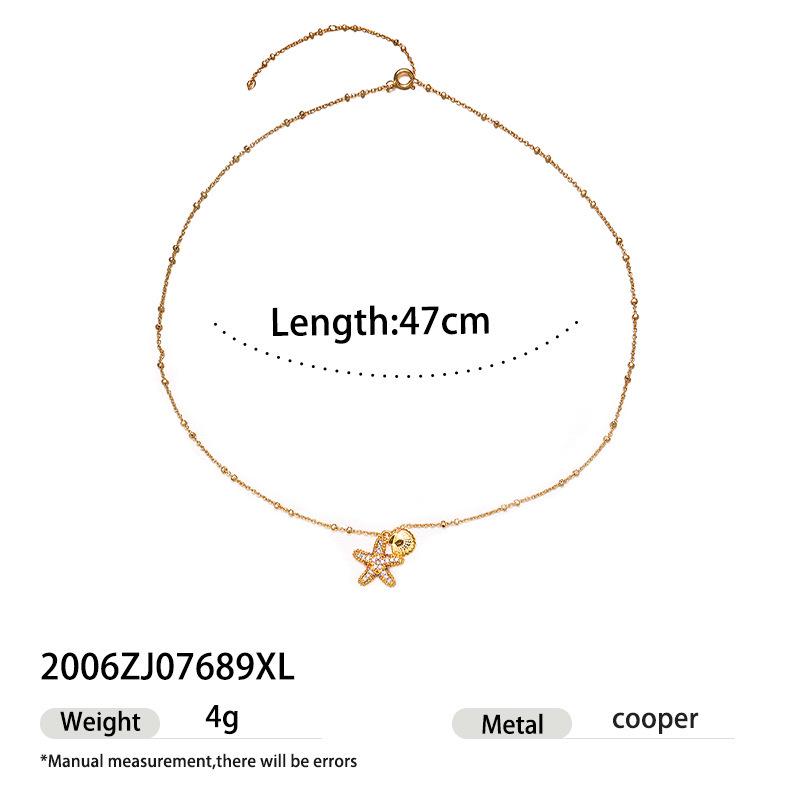 Elegant Pearl & Zircon Starfish Necklace - Summer Beach Style