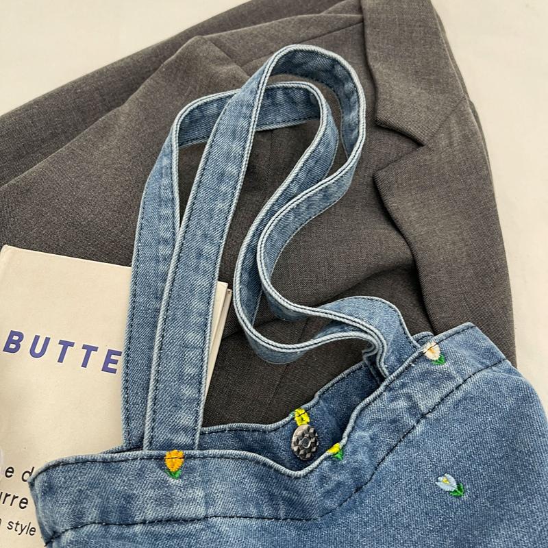 Джинсовая сумка-ведро в студенческом стиле — фото 18