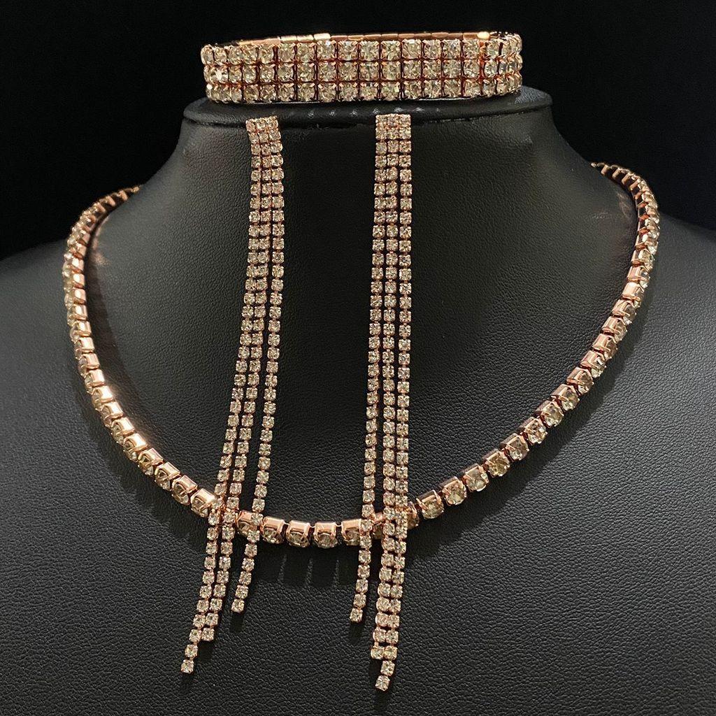 Water Diamond Bridal Jewelry Set With Necklace Earrings Bracelet And Ring For Weddings
